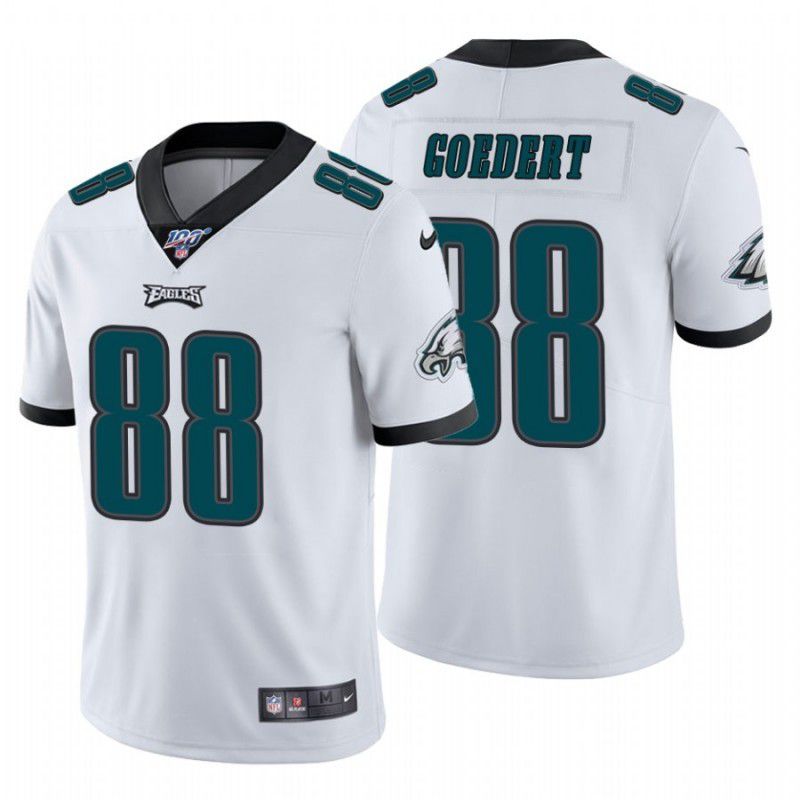 Men Philadelphia Eagles 88 Dallas Goedert Nike White 100th Vapor Limited NFL Jersey